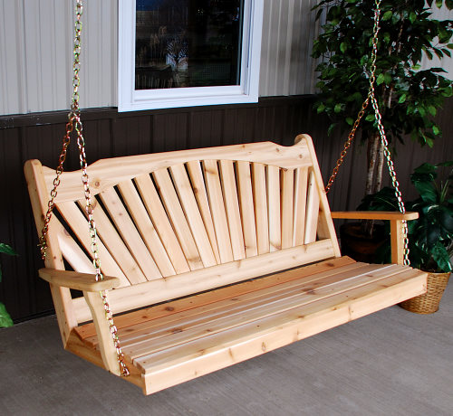 A L Western Red Cedar Fanback Porch Swing