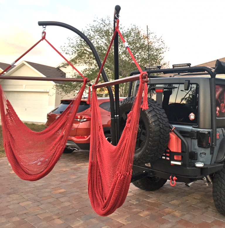 Dual Trailer Hitch Stand Jumbo Hammock Chair Combo Swings N