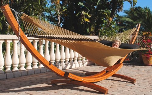 Caribbean Cypress Arc Hammock Stand, Hammock & Pillow 