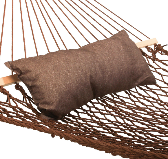Large Polyester Rope Hammock (Mocha) with matching Hammock Pillow